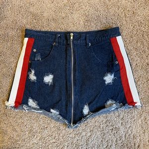 Zip Up Mini Denim Skirt